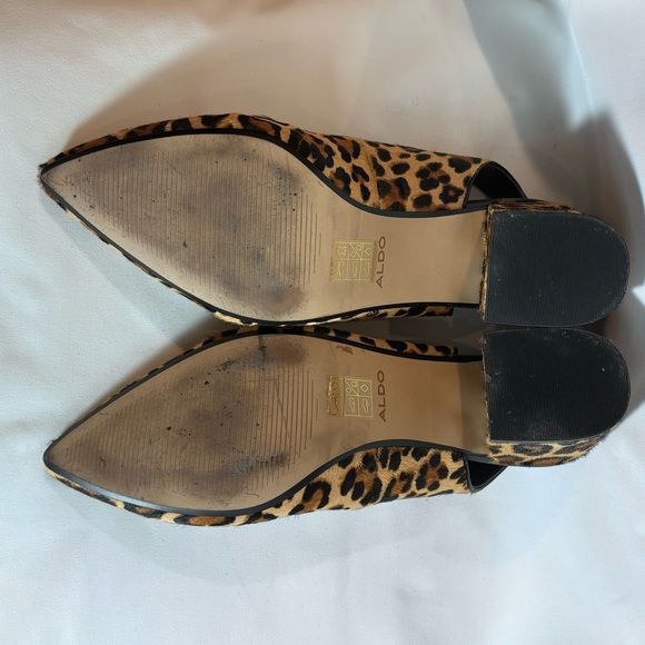 ALDO Sz 10 Slingback Animal Print Pony Hair Block Heel Pointy Toe Buckle Closure - Picture 7 of 9